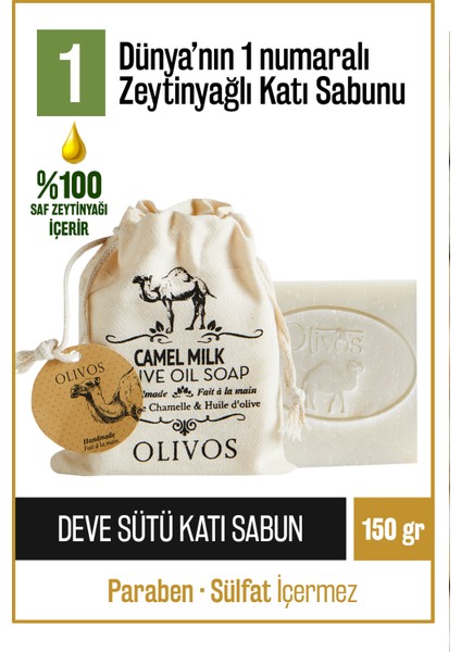 Doğal Deve Sütü Ve Zeytinyağlı Katı Sabun Deve Sütlü El Sabunu Yoğun Nemlendirici Kese Hediye 150 Gr