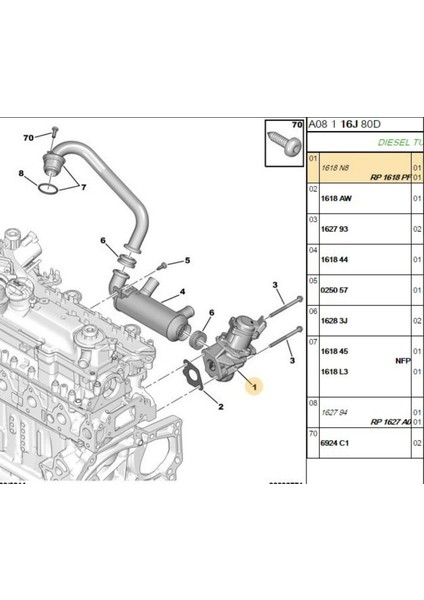 Egr Valfi C1 C2 C3 Nemo Dw4 (EG1041512B1-349080-1618PF)