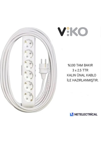 Multi-Let 6'lı 35 Metre Topraklı Çocuk Korumalı Kablolu Grup Priz (3x2.5 Ttr Tam Bakır Kalın Kablolu) modelleri