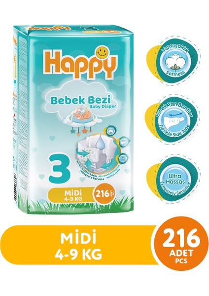 Bebek Bezi Midi 3 No 54 Lü x 4 Adet