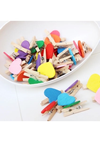 Beyaz Stil Lot Yeni 3cm Mini Renkli Aşk Ahşap Clring Ahşap Cloto Levhalar Için Klip Dty Clotheraft Dekor Klipleri Mandal (Yurt Dışından)