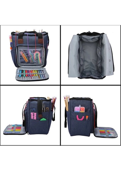 Gri Tarzı Örgü Saklama Çantası Iplik Yün Tote Çanta Tığ Kanca Örgü Iğneleri Craft Iplik Çanta Dikiş Araçları Aksesuarları Organizatör Kılıf (Yurt Dışından) fırsatları