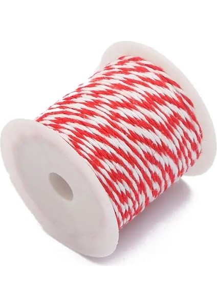Kırmızı - Beyaz Stil 10 Metersroll Pamuk Fırıncı Sicim Halat Kordon Düğün Dekorasyon Için Doğal Pamuklu Dıy El Yapımı Zanaat Aksesuarları (Yurt Dışından)