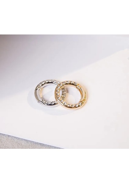 E Stili Kimlik 17MM mm Bahar Kapısı D O Rhinestones ile Yüzükler Açılabilir Anahtarlık Çanta Kolye Parçası Karabina Toka Dıy Aksesuarları (Yurt Dışından)