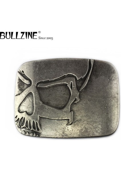 FP-03164-1 Stili Bullzine Ağır Kabartmalı Kafatası Kovboy Kot Pantolon Hediye Kemer Tokası Antika Gümüş F Fp 4cm Genişliğinde Döngü ile (Yurt Dışından)