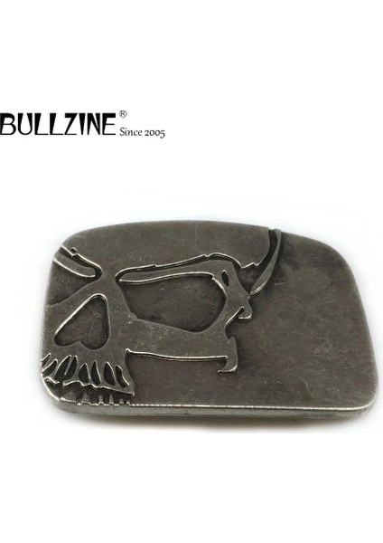 FP-03164-1 Stili Bullzine Ağır Kabartmalı Kafatası Kovboy Kot Pantolon Hediye Kemer Tokası Antika Gümüş F Fp 4cm Genişliğinde Döngü ile (Yurt Dışından)