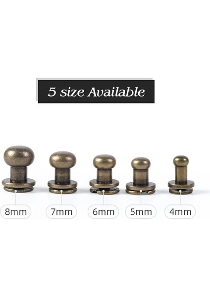 Pirinç Tarzı 8X6MM Wuta % Prinç Sam Browne Buttoago Vidalar Yuvarlak Başlı Saplama Oluklu Vidalar Çivi Perçin Dıy Deri Kemer Onarımları (Yurt Dışından)