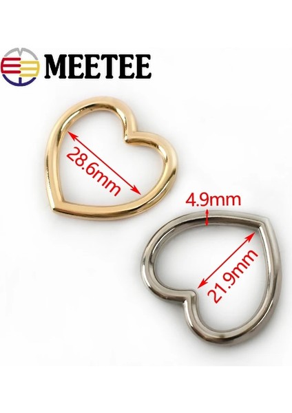 GÜMÜŞ-40X28MM Stili 10 Parça Adet Meetee mm Alaşım Şeftali Kalp Toka Aşk Yüzük Metal Tokalar Kalın Yuvarlak Tel Dıy Donanım Bagaj Aksesuarları (Yurt Dışından) fırsatları