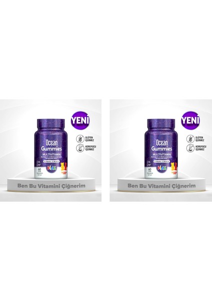 Ocean Smart Gummies Multivitamin Çiğnenebilir Tablet 64 Adet 2'li Paket