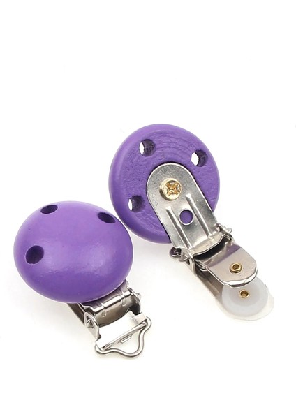 B00673 Mor Stil 5 Adet Ahşap Metal Çok Renkli Bebek Emzik Klipleri Giyim Yuvarlak Klipsler Dıy Bebek Askı Konfeksiyon Klipleri Aksesuarları (Yurt Dışından)