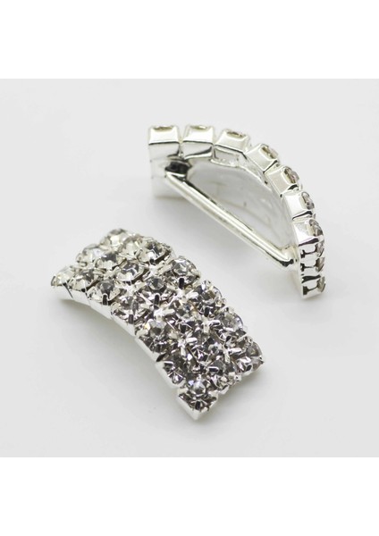 No.1 Beyaz Stil Yeni ve 20MM * 8mm Kemerli Taklidi Tokalar Elmas Düğmeler Kaplama Gümüş Kare Düğün Şerit Kaydırıcıya Davetli (Yurt Dışından)