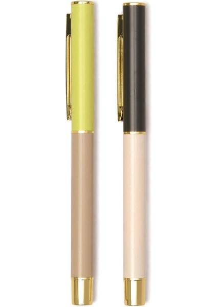 Design Works İnk Designworks Colour Block Ikili Tükenmez Kalem Seti Off White & Taupe