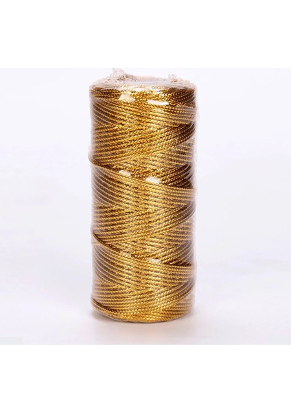 Altın Tarzı 100 M Altın Gümüş Makrome Kordon Halat Dize Sicim Şerit Yaylar El Sanatları Dıy Hediye Paketi Dikiş Bükülmüş Iplik Ev Tekstili Dekor (Yurt Dışından)