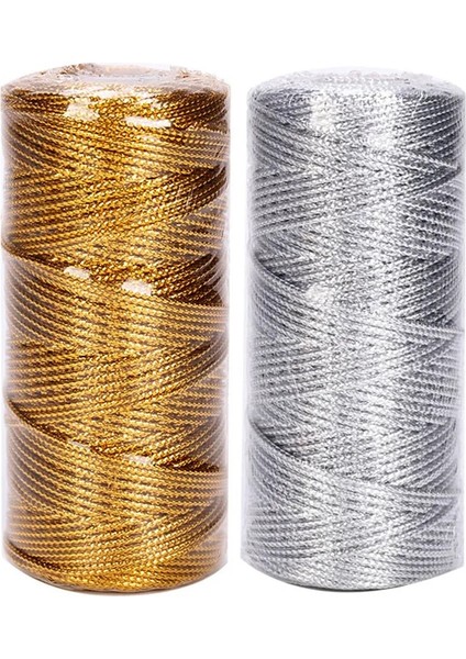 Altın Tarzı 100 M Altın Gümüş Makrome Kordon Halat Dize Sicim Şerit Yaylar El Sanatları Dıy Hediye Paketi Dikiş Bükülmüş Iplik Ev Tekstili Dekor (Yurt Dışından) fiyatları