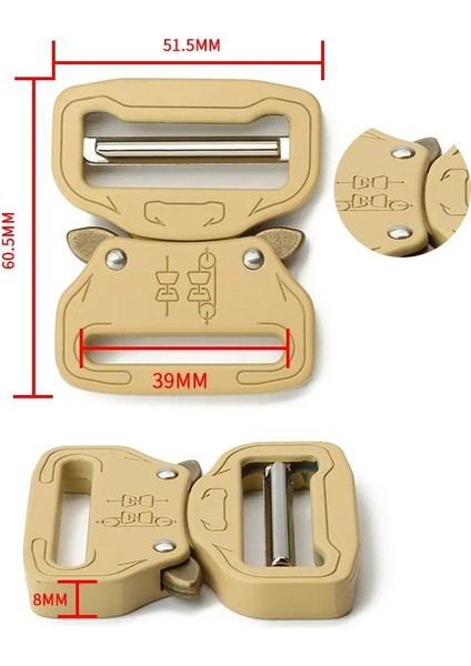 YK204-HAKI Tarzı 39MM-1 Adet mm Alaşım Hızlı Yan Serbest Bırakma Tokası Erkek Açık Taktik Kemer Tokaları Kafa Dıy Elbise Dokuma Kayış Açık Havada Aksesuar (Yurt Dışından)