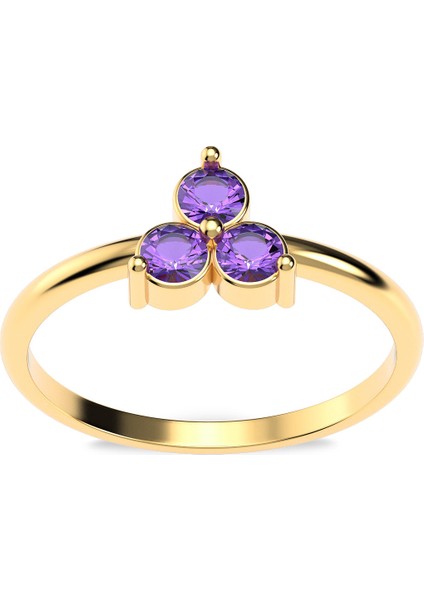Ametist Taşlı Cemre Tohum Altın Kaplama Gümüş Yüzük fiyatları