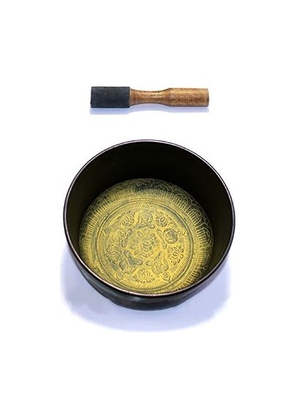 Renkli Işlemeli Tibet Kase Meditasyon Çanı Tokmaklı 19CM