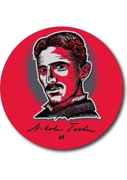 Nikola Tesla - 10X10 cm Mıknatıslı Evrensel Tak Çıkar Dekoratif Aksesuar