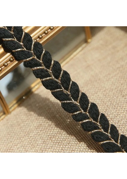 Siyah Stil 3 M 1.5 cm Geniş Altın Çizgi Pamuk Örgü Dokuma Dantel Şerit Bükülmüş Halat Dıy Eşarp Takı Giyim Ev El Sanatları Dikiş Aksesuarları (Yurt Dışından)