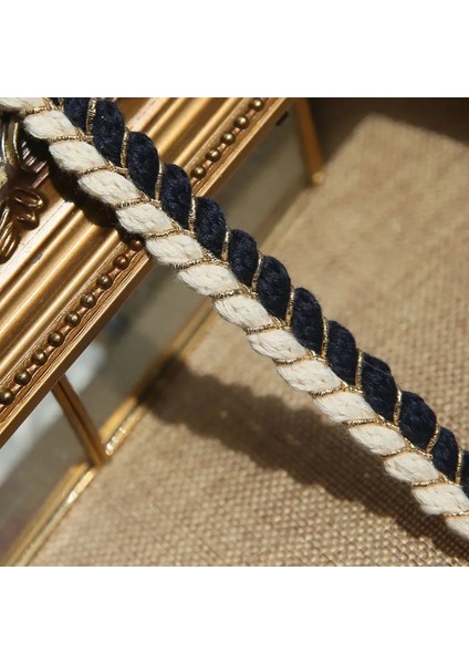 Siyah Stil 3 M 1.5 cm Geniş Altın Çizgi Pamuk Örgü Dokuma Dantel Şerit Bükülmüş Halat Dıy Eşarp Takı Giyim Ev El Sanatları Dikiş Aksesuarları (Yurt Dışından) fırsatları