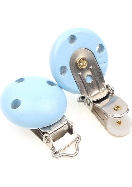 B00679 Bebe Mavisi Stili 5 Adet Ahşap Metal Çok Renkli Bebek Emzik Klipleri Giyim Yuvarlak Klipsler Dıy Bebek Askı Konfeksiyon Klipleri Aksesuarları (Yurt Dışından)