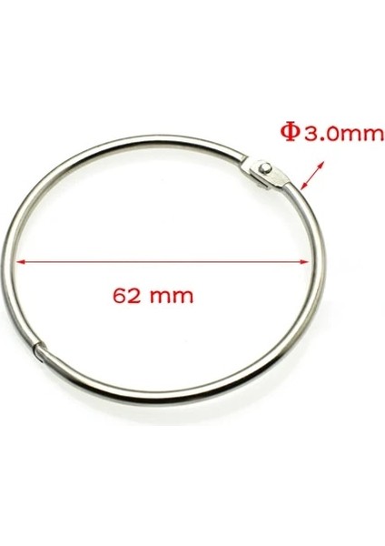Iç Çap 62MM Stili 20 Adet Gevşek Yaprak Kitap Bağlayıcı Menteşe Yapış O Ring Kilitleme Anahtarlık Metal El Sanatları Parçaları (Yurt Dışından)