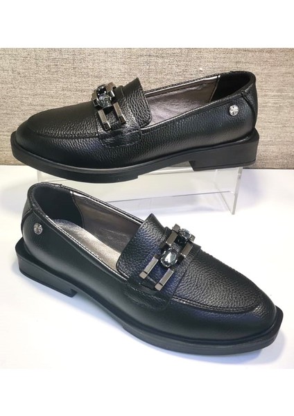 217 Kadn Taşlı Tokalı Kısa Topuklu Casual Ayakkabı Siyah fırsatları