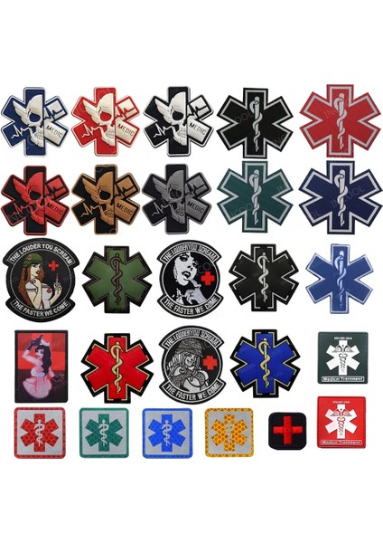 23 Yansıtıcı 7cm Stili Tıbbi Yansıtıcı Yamalar Medic Kauçuk 3D Pvc Paramedik Taktik Rozeti Doktor Çapraz Acil Kurtarma Işlemeli Yamalar (Yurt Dışından)