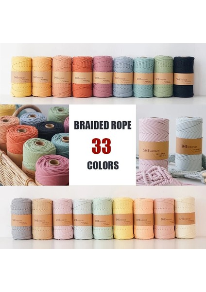 No.36 Tarzı 100 M Renkli Iplik Kordon El Yapımı El Sanatları Dıy 3mm Bükülmüş Pamuk Makrome Kordon Sicim Halat Dize Ev Tekstili Düğün Dekorasyon (Yurt Dışından) fiyatları