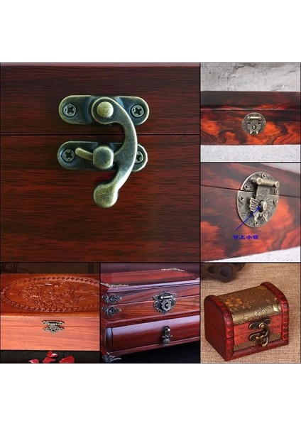 No.11 Stili 1 Takım Antik Pirinç Ahşap Kasa Çile Vintage Stil Dekoratif Mücevher Hediye Kutusu Bavul Çile Mandalı Kanca Mobilya Toka Toka Kilidi (Yurt Dışından) fiyatları