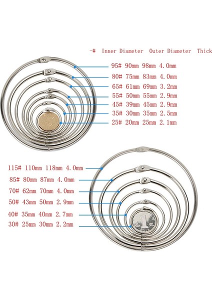 110 mm Tarzı Ack mm Metal Gümüş Gevşek Yaprak Kitap Bağlayıcı Menteşeli Yüzükler Anahtarlık Albümü Halka Bağlayıcılar El Sanatları Fotoğraf Albümü Daire Klipleri (Yurt Dışından) modelleri