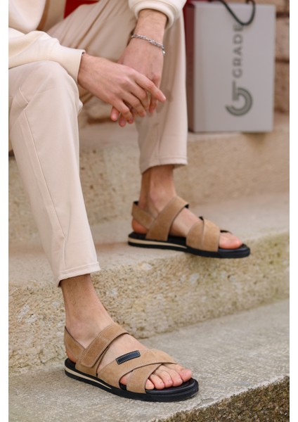 Hakiki Deri Cırt Cırtlı Sandalet Erkekler İçin Ortopedik ve Rahat Kullanım fiyatları
