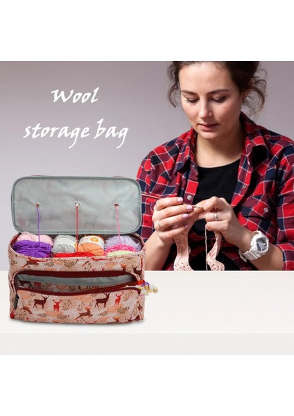 Bir Stil Baskı Yün Tığ Kanca Depolama Tote Çanta Oxford Kumaş Örgü Ipliği Tutucu Organizatör Durumda Dikiş Aracı Organizatör (Yurt Dışından) fırsatları