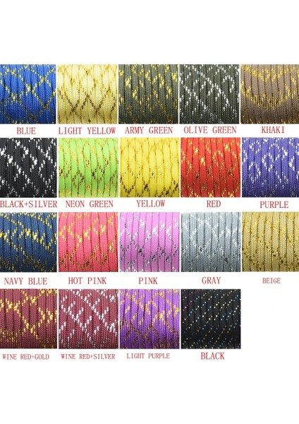 Sarı Stil Yeni Altın Gümüş Kordon Aracord Paraşüt Kordon Ipi Mil Spec Tip Iıı 7 Strand Core 100 Ft 19 Renk (Yurt Dışından)