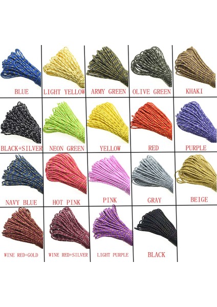 Sarı Stil Yeni Altın Gümüş Kordon Aracord Paraşüt Kordon Ipi Mil Spec Tip Iıı 7 Strand Core 100 Ft 19 Renk (Yurt Dışından)