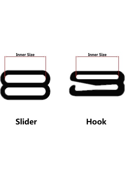 Kaydırıcı Kanca Stili 20 mm Lot Siyah Sütyen Ayarlayıcı Metal Kaydırıcı Kanca Halkası Bikini Iç Çamaşırı Için (Yurt Dışından)