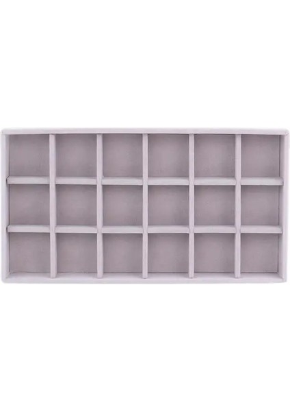 Gri 18 Izgara Stili Kadife Dıy El Sanatları Aksesuarları Takı Yüzük Takı Ekran Organizatör Kutusu Tepsi Tutucu Küpe Mücevher Saklama Kutusu Vitrin (Yurt Dışından)