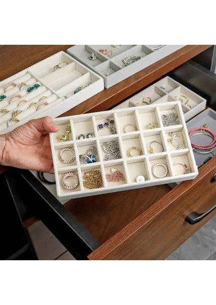 Gri 18 Izgara Stili Kadife Dıy El Sanatları Aksesuarları Takı Yüzük Takı Ekran Organizatör Kutusu Tepsi Tutucu Küpe Mücevher Saklama Kutusu Vitrin (Yurt Dışından) modelleri