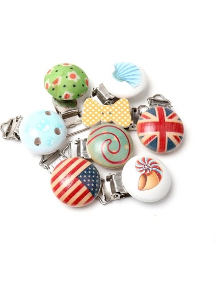 Karıştırma Stili 12 Colorlot Metal Ahşap Bebek Çocuk Emzik Tutucu Klip Sahipleri Sevimli Bebek Yuvarlak Meme Tokaları Sahipleri Aksesuarları (Yurt Dışından)