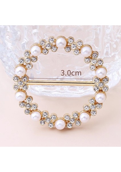 S2 Stili Moda Köşe Etek Bel Düğümlü Inci Düğme High-End Gömlek T-Shirt Ipek Eşarp Dekoratif Sabit Toka Aksesuarları (Yurt Dışından)