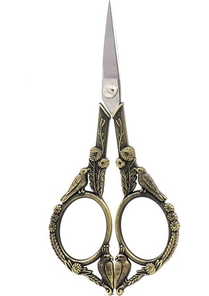 Bronz Tarzı Paslanmaz Çelik Vintage Ors Kuş Çiçek Dikiş Retro Nakış Ors Kısa Kumaş Kesici Iplik Makası (Yurt Dışından)