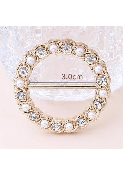 S3 Stili Moda Köşe Etek Bel Düğümlü Inci Düğme High-End Gömlek T-Shirt Ipek Eşarp Dekoratif Sabit Toka Aksesuarları (Yurt Dışından)