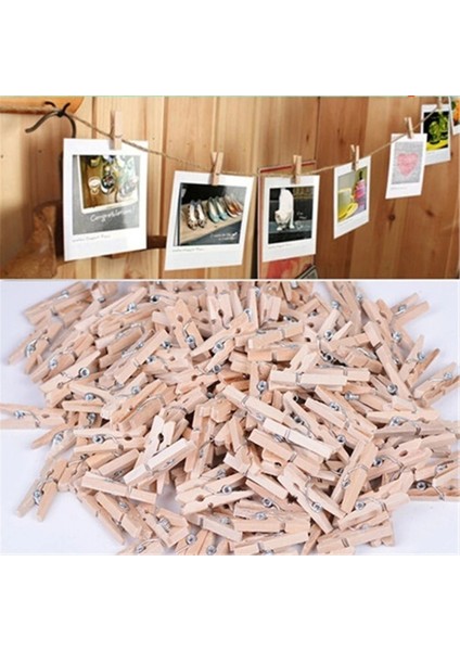 Adet Doğal Mring Ahşap Klipler Elbise Fotoğraf Kağıdı Peg Lotheraft Klipler Parti Ev Dekorasyonu (Yurt Dışından)