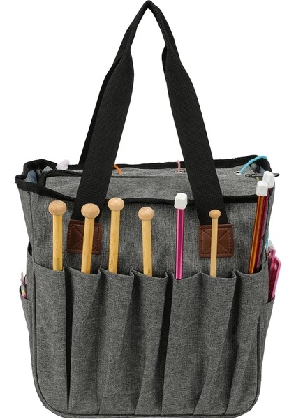 Gri Stil Örgü Ipliği Çantalar Claractical Çok Fonksiyonlu Dayanıklı Tığ Kancaları Iğneler Dikiş Kitleri Saklama Kutusu Organizatör (Yurt Dışından) fırsatları