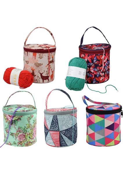 Yeşil Şakayık Stili Yeni Yuvarlak Örgü Çanta Ev Günlük Saklama Çantası Yün Iplik Tığ Dikiş Iğnesi Çanta Dokuma Aracı Bez Iplik Saklama Sepeti (Yurt Dışından) fiyatları