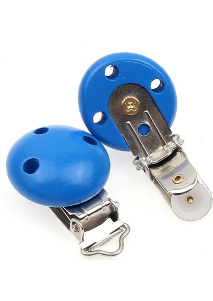 B00680 Mavi Stil 5 Adet Ahşap Metal Çok Renkli Bebek Emzik Klipleri Giyim Yuvarlak Klipsler Dıy Bebek Askı Konfeksiyon Klipleri Aksesuarları (Yurt Dışından)