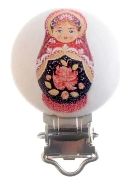 Rus Bebek Tarzı Bebek Emzik Klipleri Desen Ahşap Metal Tutucular Karikatür Sevimli Bebek Yatıştırıcı Klipsler Aksesuarları 4.4x2.9cm (Yurt Dışından)
