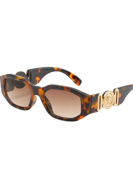 Wekity Trendy Düzensiz Dikdörtgen Güneş Gözlüğü Uv Koruma Altıgen Boynuzlu Jant Kalın Moda Tonları (Yurt Dışından)