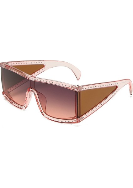 Kadın Erkek Için Entegre Yan Lensli Moda Kare Büyük Boy Düz Üst Güneş Gözlüğü (Yurt Dışından)