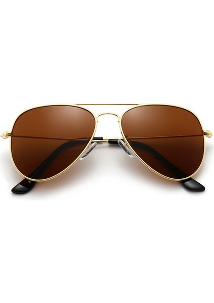 Polarize Çocuk Gençler Gençler Aviator Polarize Güneş Gözlüğü Paslanmaz Çelik Çerçeve Yaylı Menteşe Uv Koruma, Kahverengi (Yurt Dışından)